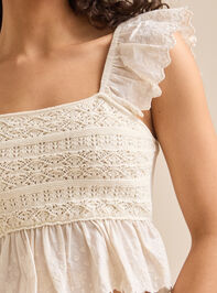 Stacie Crochet Woven Top Detail 3 - TULLABEE