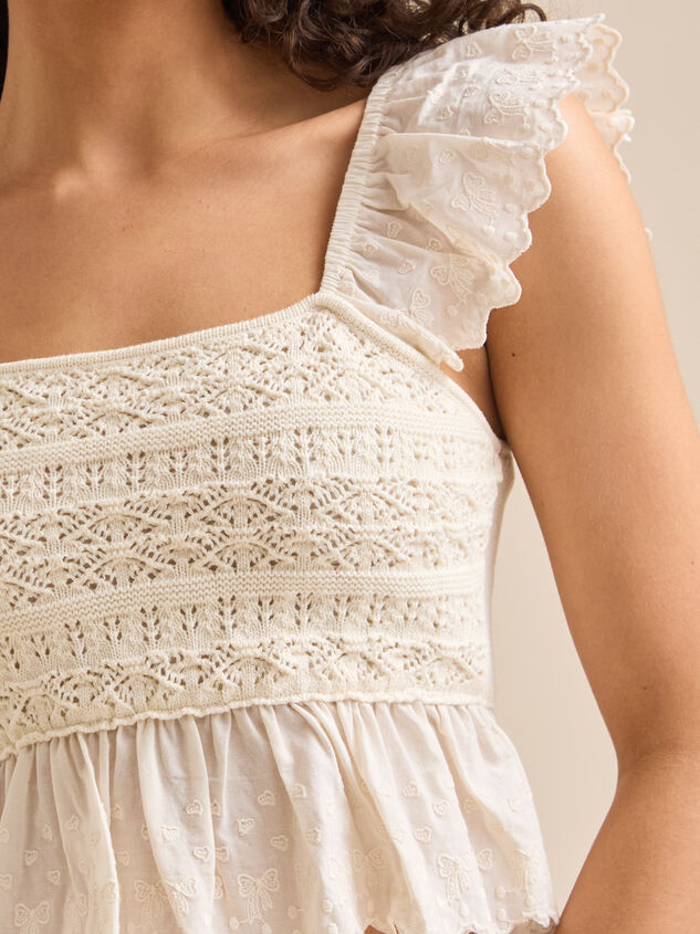 Stacie Crochet Woven Top Detail 3 - TULLABEE