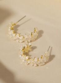 Sparkly Flower Hoop Earrings - TULLABEE