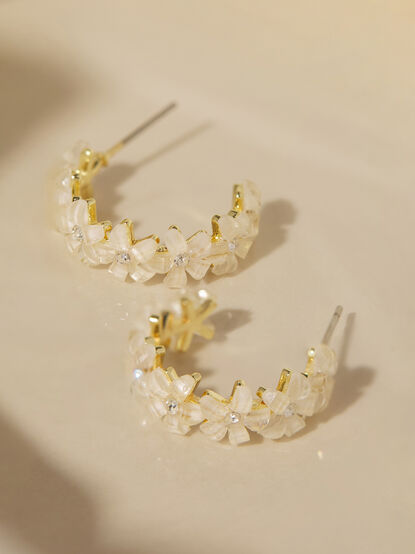 Sparkly Flower Hoop Earrings - TULLABEE