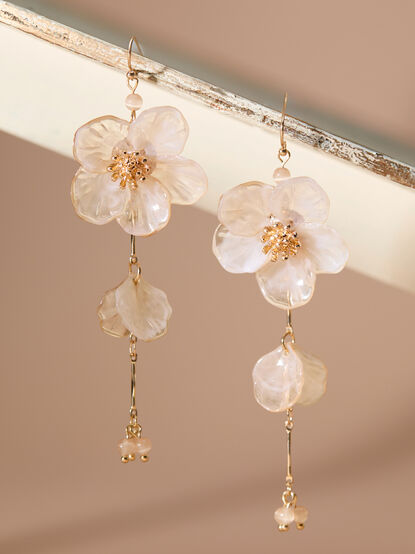 Linear Flora Dangle Earrings - TULLABEE