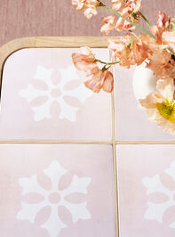 Audrey Wood Coffee Table Pink and Cream Detail 2 - TULLABEE