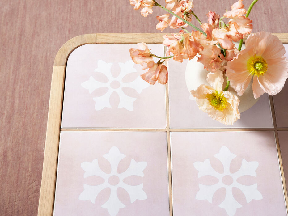 Audrey Wood Coffee Table Pink and Cream - TULLABEE - 