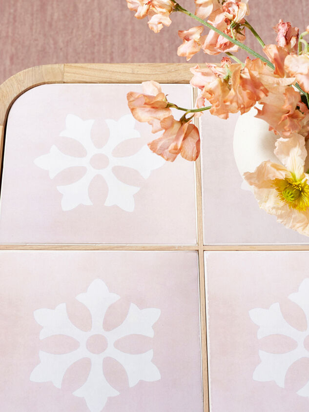 Audrey Wood Coffee Table Pink and Cream Detail 2 - TULLABEE