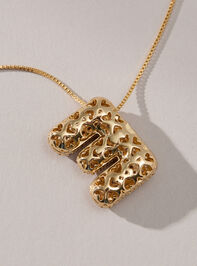 18K Gold Monogram Charm Necklace - E Detail 3 - TULLABEE