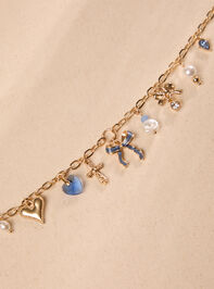 Blue Bow Charm Dangle Bracelet Detail 2 - TULLABEE