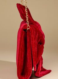 Bow Twist Velvet Clutch Detail 2 - TULLABEE
