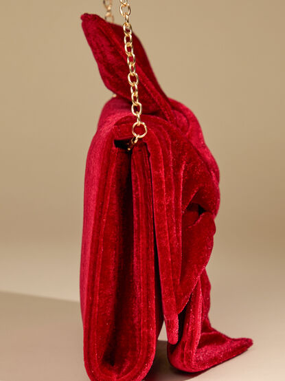 Bow Twist Velvet Clutch - TULLABEE