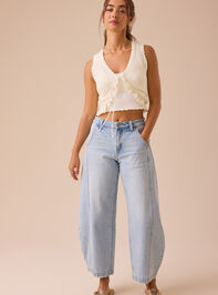 Tara Ruffle Crochet Tie Front Top Detail 2 - TULLABEE