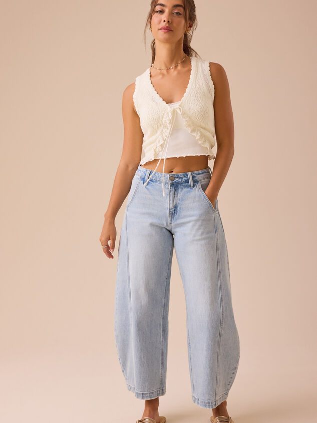 Tara Ruffle Crochet Tie Front Top Detail 2 - TULLABEE