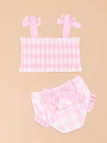 Penny Gingham Bow Swimsuit by Mud Pie - TULLABEE