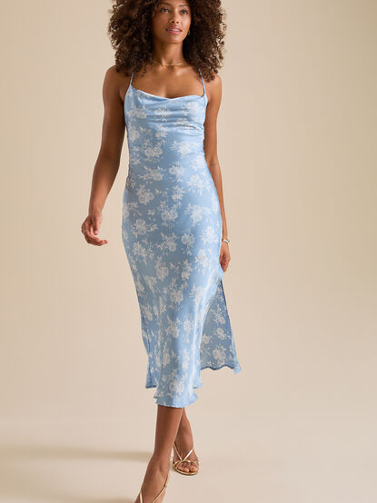 Codi Satin Floral Midi Dress - TULLABEE
