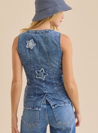 Val Star Denim Vest Detail 6 - TULLABEE