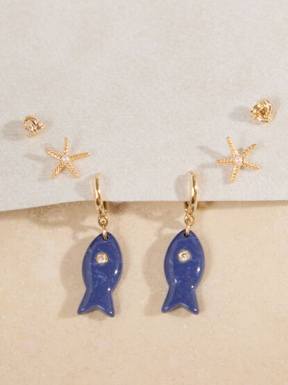 Lauren Fish Dangle Earring Set - TULLABEE
