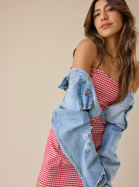 Ruby Gingham Mini Dress Detail 3 - TULLABEE