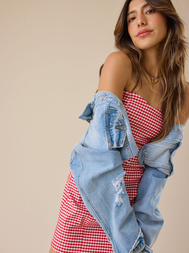 Ruby Gingham Mini Dress Detail 3 - TULLABEE