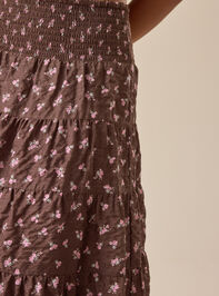 Tilla Floral Tiered Midi Skirt Detail 3 - TULLABEE