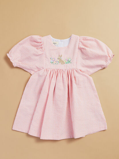 Kenzie Baby Puff Sleeve Stripe Bunny Dress - TULLABEE