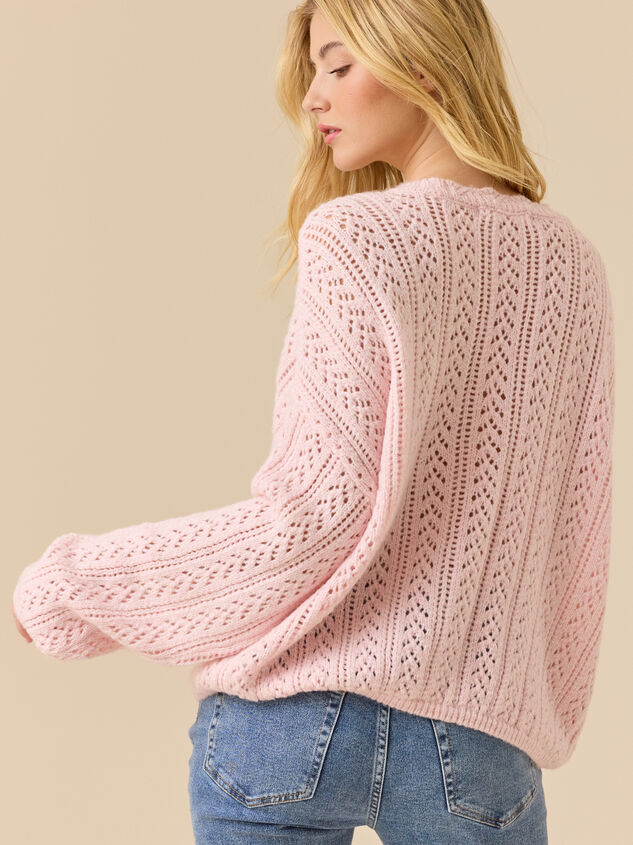 Angelina Pointelle Scalloped Cardigan Detail 3 - TULLABEE