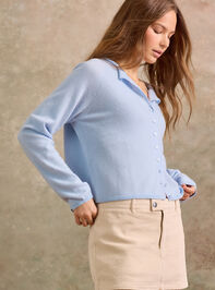 Brighton Cashmere Roll Neck Cardigan Detail 5 - TULLABEE