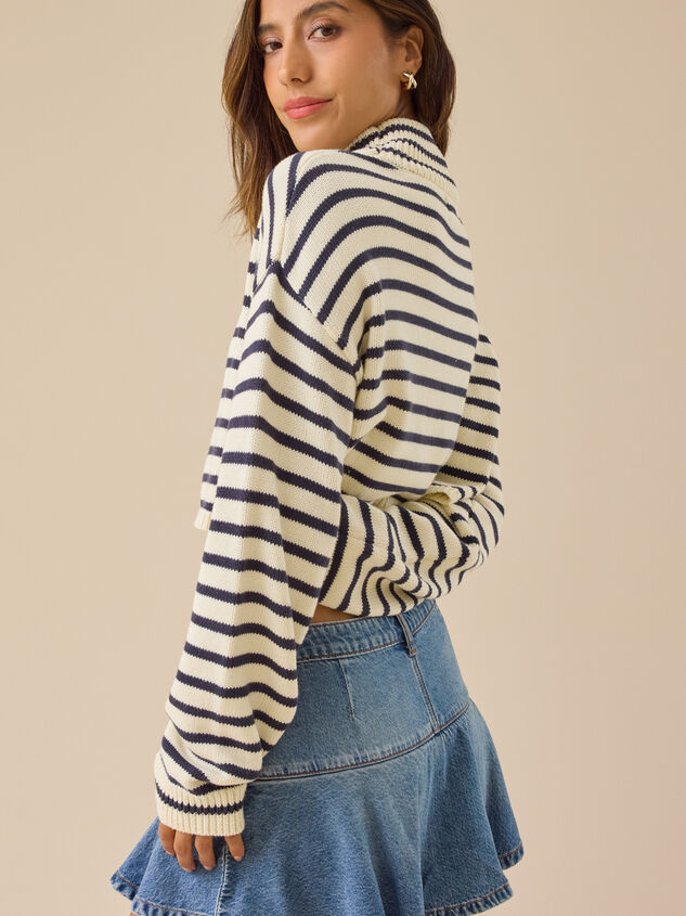 Pixie Striped Cropped Sweater Detail 5 - TULLABEE