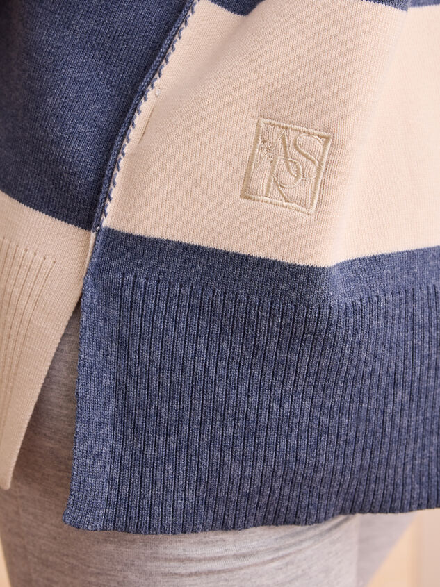 Varsity Charm Striped Quarter Zip Detail 6 - TULLABEE