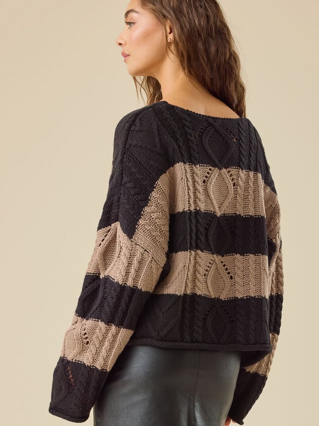 Hailey Striped Henley Sweater Detail 4 - TULLABEE