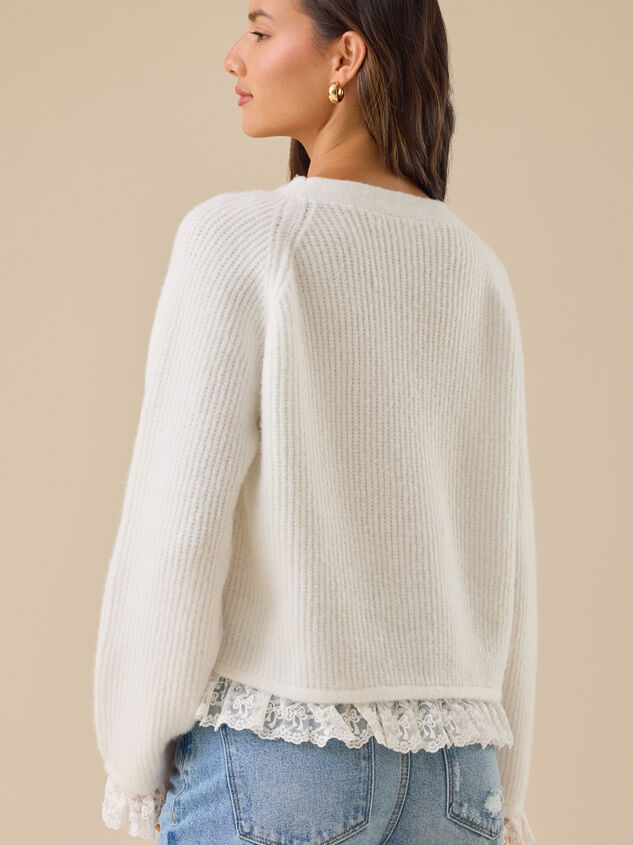 Salome Lace Trim Cardigan Detail 5 - TULLABEE