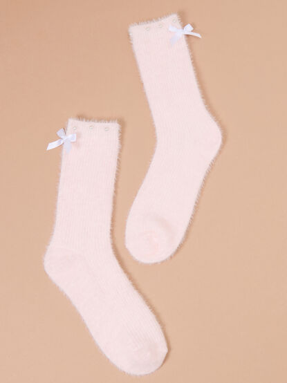 Cozy Chenille Pearl Lined Bow Sock - TULLABEE