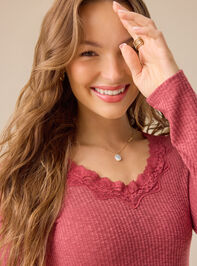 Victoria Lace Ribbed Top Detail 3 - TULLABEE