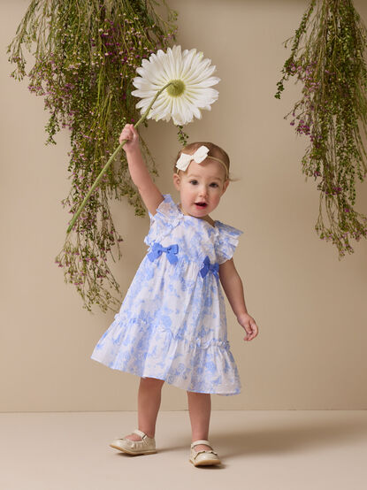 Serene Sky Toddler Dress with Headband - TULLABEE