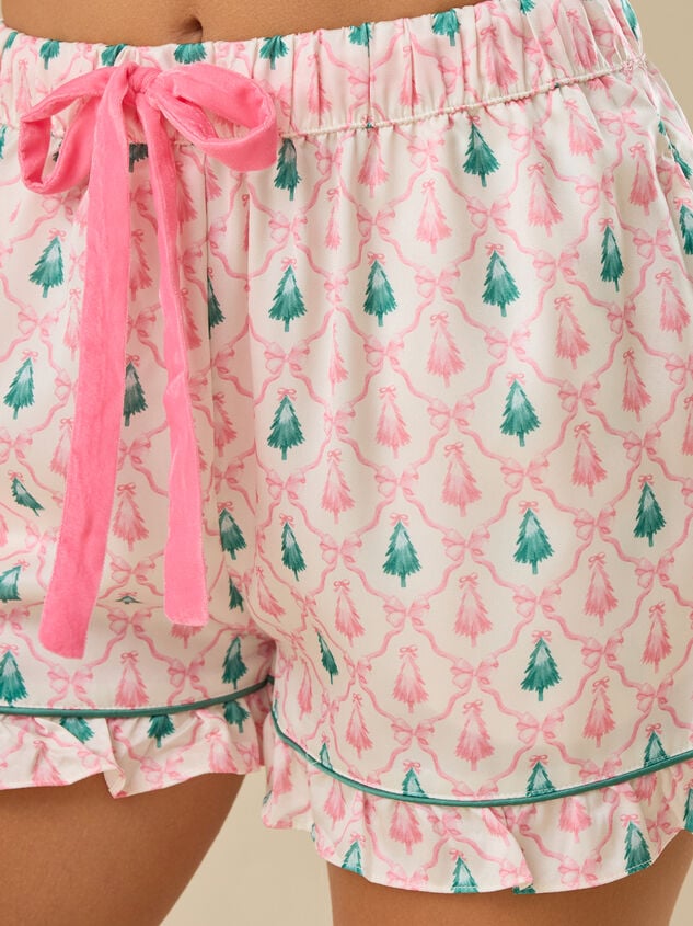 Zola Christmas Tree Sleep Shorts Detail 3 - TULLABEE