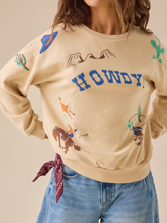 Howdy Graphic Crewneck Detail 4 - TULLABEE