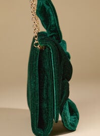 Bow Twist Velvet Clutch Detail 2 - TULLABEE