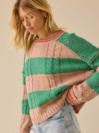 Cece Varsity Stripe Sweater Detail 3 - TULLABEE