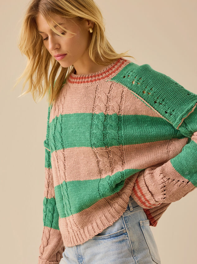 Cece Varsity Stripe Sweater Detail 3 - TULLABEE