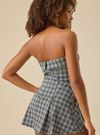 Arebella Strapless Plaid Romper Detail 4 - TULLABEE