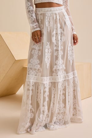 Arissa Floral Embroidered Maxi Skirt - Altar'd State - 