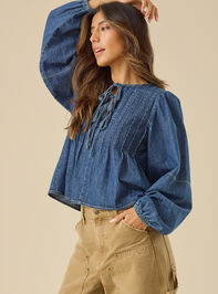 Mia Pleated Denim Top Detail 4 - TULLABEE