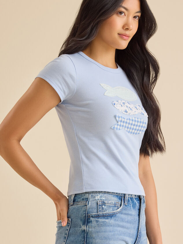 Fish Stitched Baby Tee Detail 3 - TULLABEE