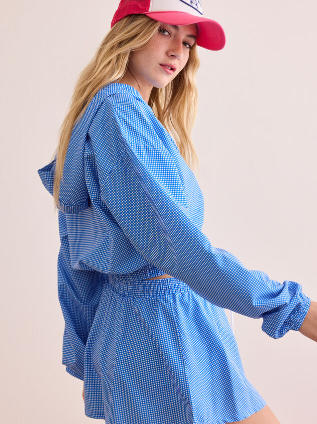Sunny Retreat Gingham Full Zip Hoodie Detail 4 - TULLABEE