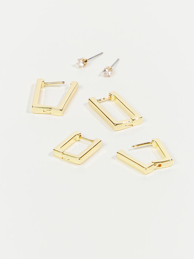 18K Gold Mini Rectangle Hoop Earring Pack Detail 2 - TULLABEE