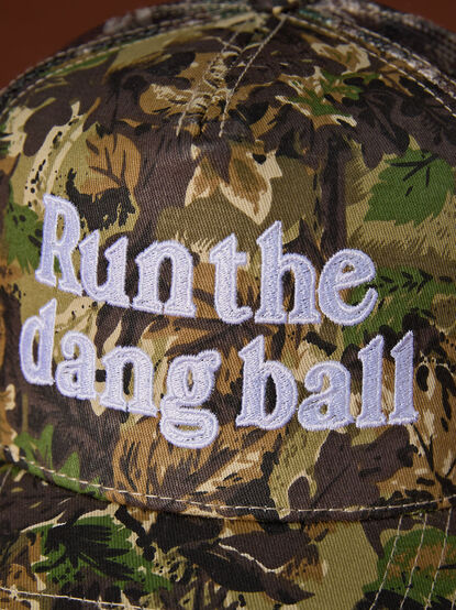 Run The Dang Ball Camo Trucker Hat - TULLABEE