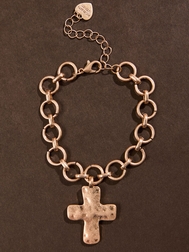 Esther Hammered Cross Charm Bracelet - TULLABEE