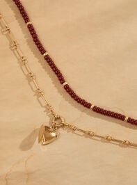 Two Layer Beaded Heart Locket Necklace Detail 3 - TULLABEE