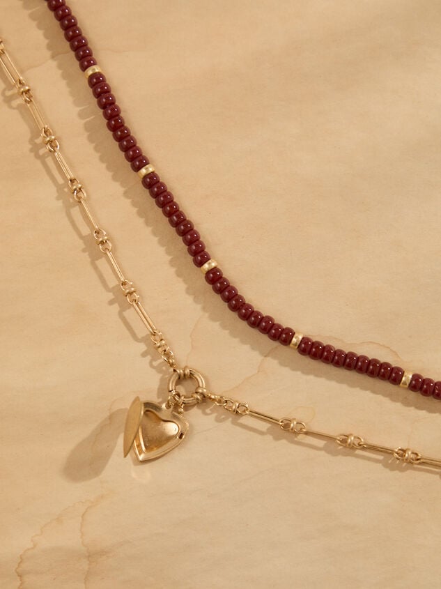Two Layer Beaded Heart Locket Necklace Detail 3 - TULLABEE