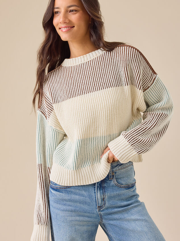 Sloane Ribbed Striped Sweater Detail 4 - TULLABEE