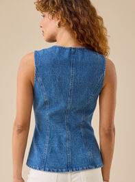 Daisy Button Up Denim Vest Detail 5 - TULLABEE