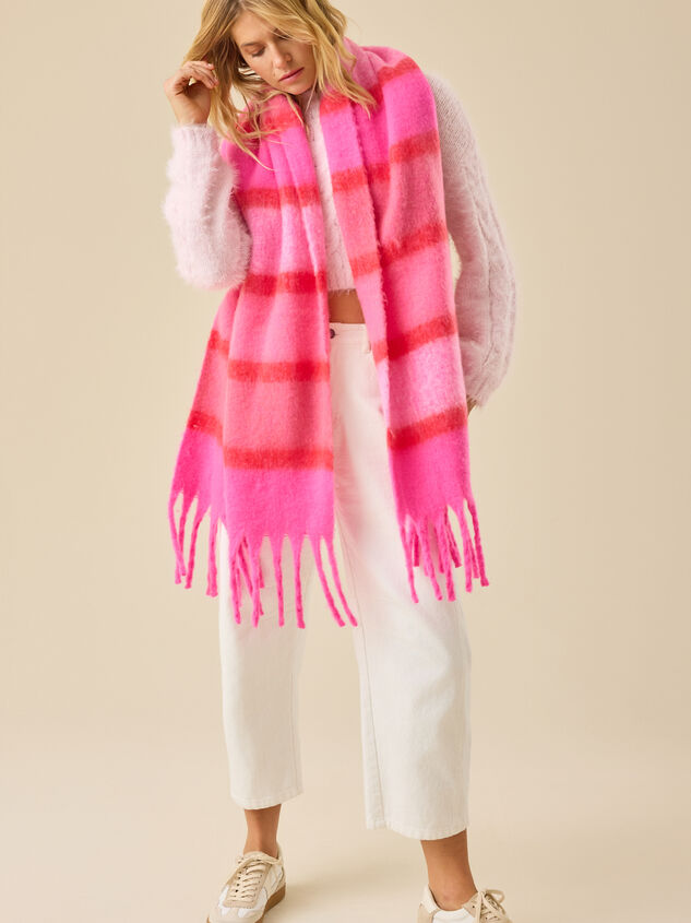 Pink Stripe Statement Scarf Detail 4 - TULLABEE