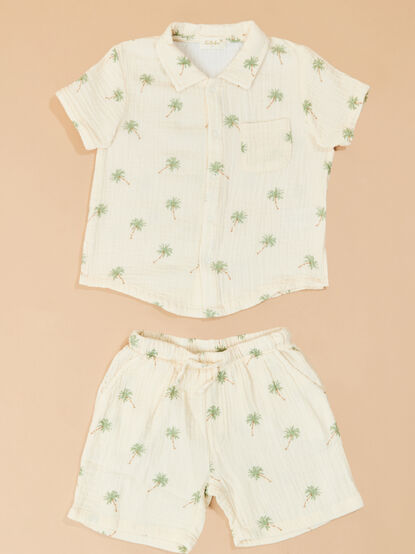 Cyrus Palm Tree Baby Polo and Short Set - TULLABEE
